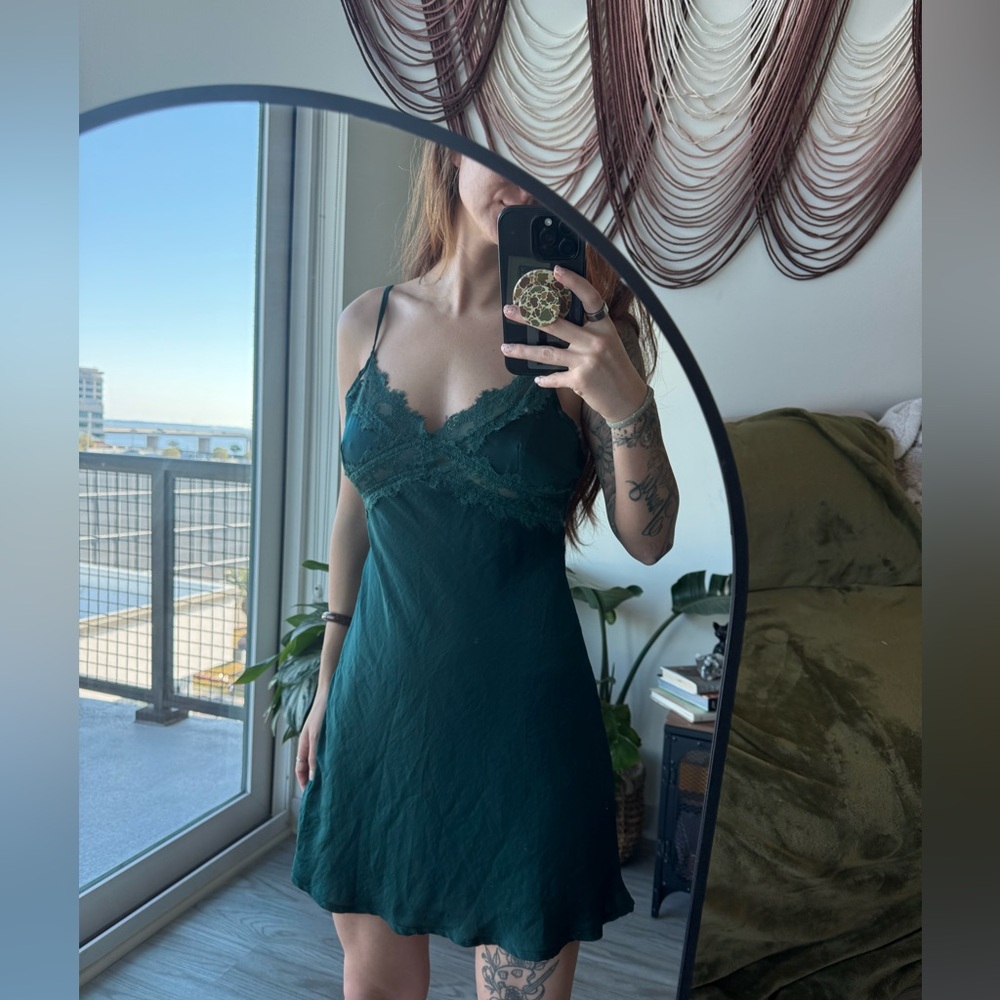 Altar'd State Teal Lace Chemise